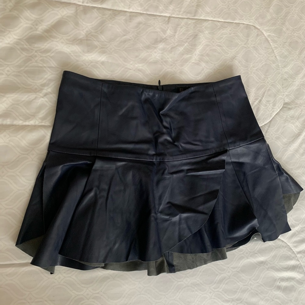 Zara Leather Pleated Mini Skirt